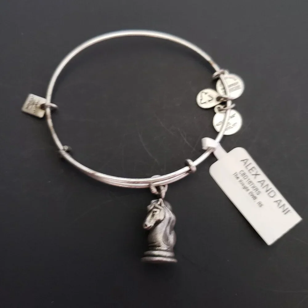 NWT ALEX AND ANI "THE KNIGHT" BRACELET Chess  Horse  750 - Picture 2 of 5